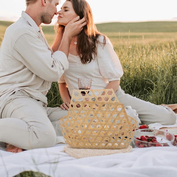 FRCOLOR Handheld Woven Basket Vegetable Wicker Picnic Baskets Willow