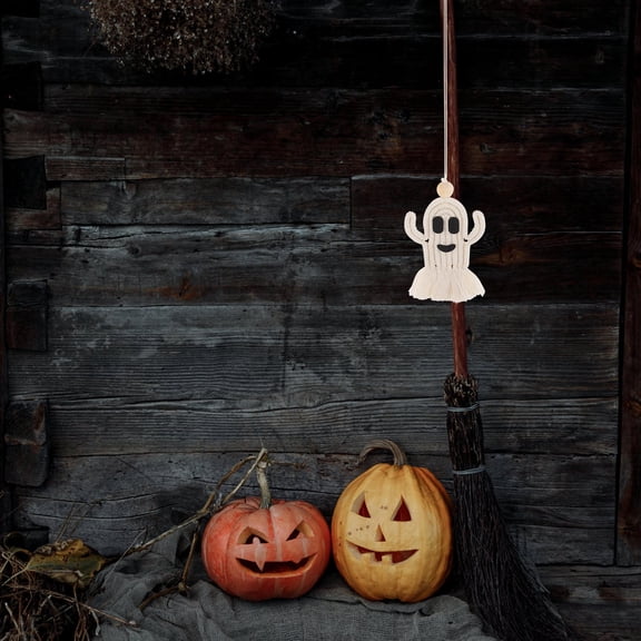 FRCOLOR Handmade Halloween Ghost White Cotton Keychain for Rear View Mirror and 3.5
