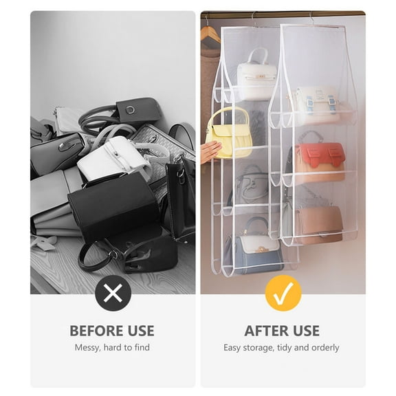 FRCOLOR Hanging Storage Bag 1Set For Purse Bags For Storage Transparent White Nylon Mesh Material Multi-layered