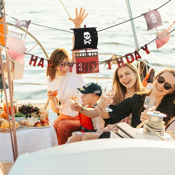 FRCOLOR Pirate Banner Party Decorations Flag for Kids Pirate Theme Birthday Celebration