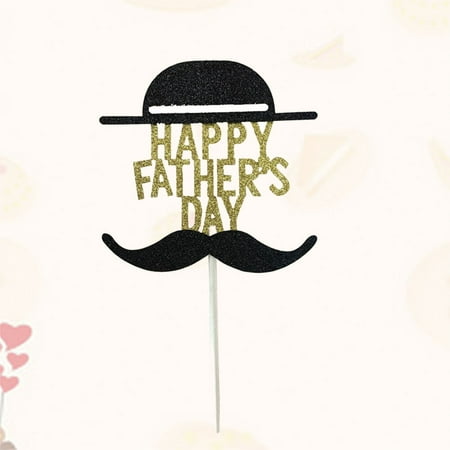 FRCOLOR Happy Father's Day Cake Picks Golden Paper Decorations for Cake Decoration Party Supplies
