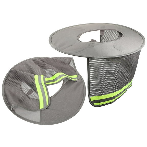 FRCOLOR Hard Hat Sun Visor with Neck Protector in Grey Made of Polyester for Outdoor Use Lightweight Breathable Wide Brim