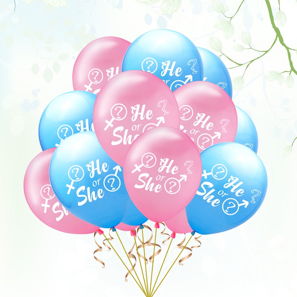 FRCOLOR He or She Gender Reveal Balloon Set Decorative Latex Balloons for Party Decoration Assorted Color 15 Pieces
