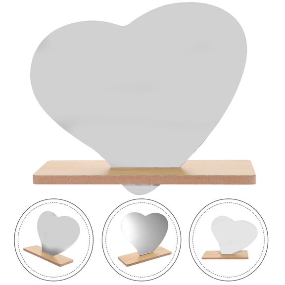 FRCOLOR Heart-Shaped Cosmetic Mirror Dressing with Light Makeup Vanity