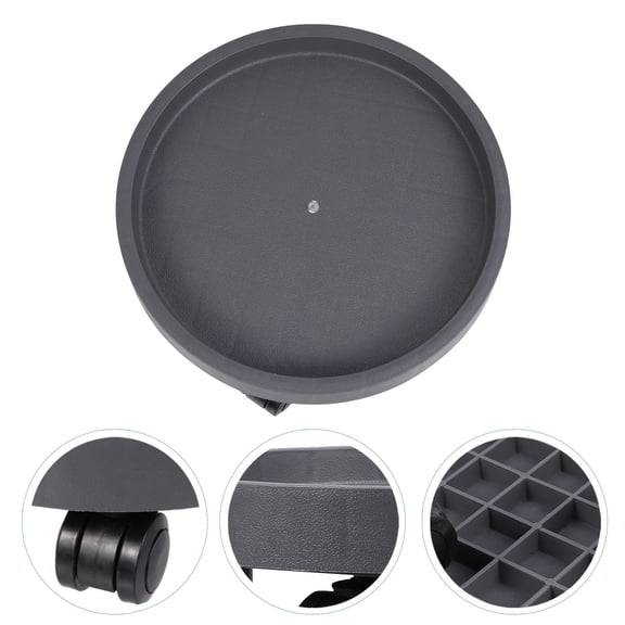 FRCOLOR Heavy Duty Round Plant Stand with Wheels Grey Resin Durable Pot Holder for Patio Yard Storage
