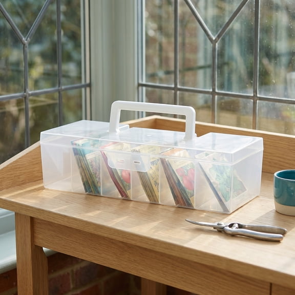 FRCOLOR Hemoton Plastic Seed Organizer Box Set with Dividers for Packet and Envelope Storage, Garden Seed Storage Container