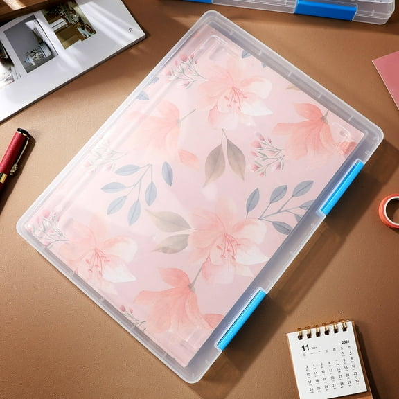 FRCOLOR WORGEOUS 4pcs Clear File Box Desktop Organizer Paper Storage Container Document Case Office Supplies A4 Transparent Box with Lid