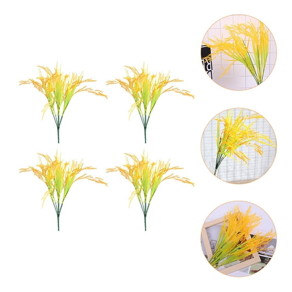 FRCOLOR Hemoton 4pcs Artificial Wheat Ears Props in Yellow Color