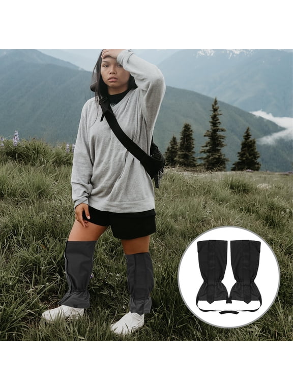 FRCOLOR Hiking Ski Snow Gaiters Black Polyester Waterproof Snow Boot Gaiters Outdoor Protection Leg Guards Leg Sleeves Boot Covers for Climbing Desert,3.15"X0.2"X0.2"