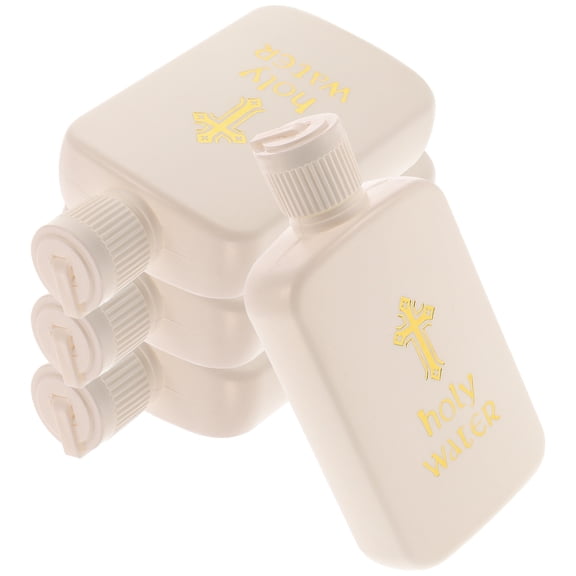 FRCOLOR Holy Water Bottle for Decoration Cross Pattern Sealed and Portable White 4pcs