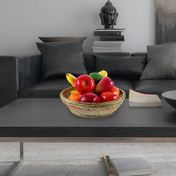 LABSERRON Storage Basket for Pantry Bamboo Weaved Olive Green 1Pcs 10.6X10.6X3.1In