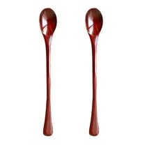 PAMINGONO Kitchen Spoons Wooden Brown 2Pcs Long Handle