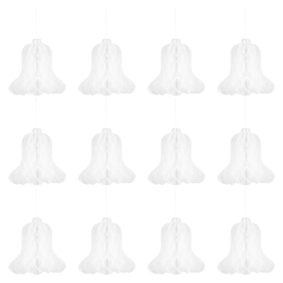 Unbranded Honeycomb Decorations Paper Honeycomb Bells for Decor White Party Hanging Ornaments 12Pcs