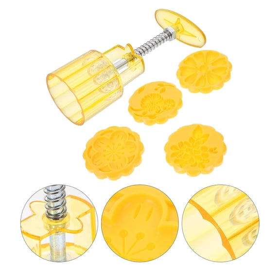 WASHWEPE Moon Cake Baking Tool Abs Yellow 1 Set 5.1X2.6X5.7In For Kitchen