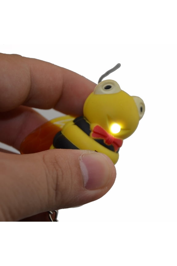 FRCOLOR Innovative Electronic Bee Shaped Keychain with Light and Sound (Yellow+Black - Random Style)