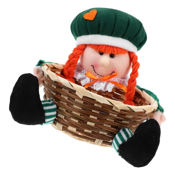 FRCOLOR Irish Party Basket Plush Shamrock Gnome Candy Holder St Patricks Day Candy Basket for Irish Festival Celebration Party Decoration