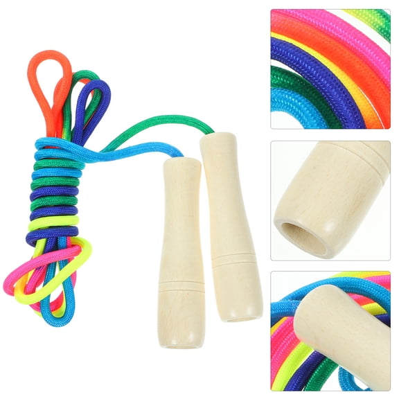 KAKOWELY Hopping Rope Wood Handle 1Pcs 10.7x1.1In