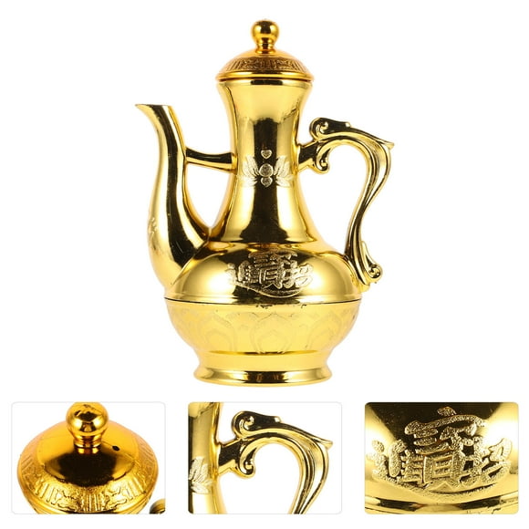 FRCOLOR Kettle Antique Wine Jug Offering Wine Jug Office Baby 17.00X12.00X10.00CM Golden