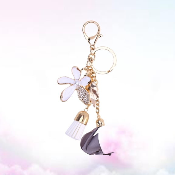 FRCOLOR  Key Chain Pendant Clip-on Keychain Cloth Flower Miss