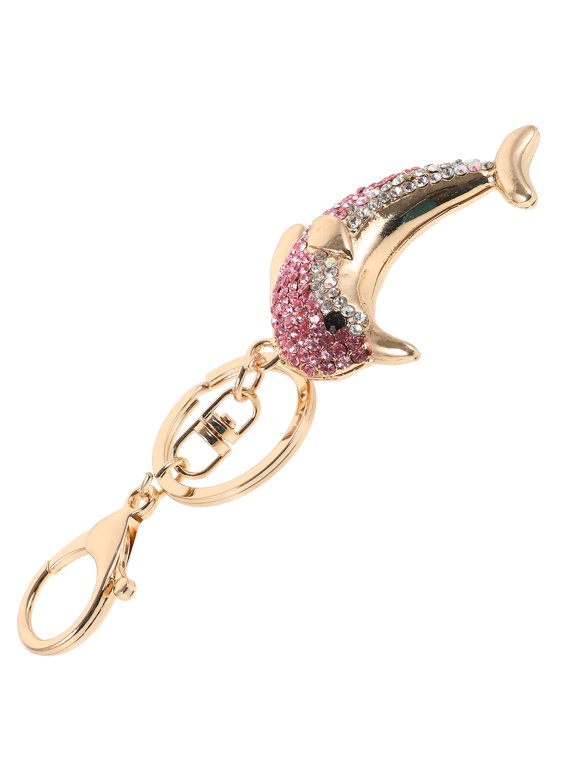 1Pcs Bag Charms Pendant Dolphin Shaped Keyring Multi Rhinestone Keychain Decoration for Women