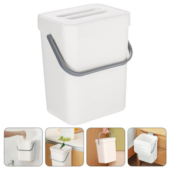 FRCOLOR White Plastic Trash Can for Kitchen Bathroom Waste Bucket Storage Use Material 7 Gallons