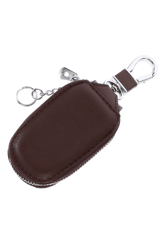 1Pc Coffee Car Key Organizer Pouch with Zipper Hook Suitable for Vehicle and Household Keys