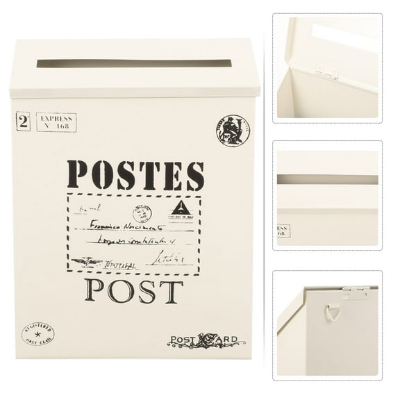 FRCOLOR Vintage Beige Iron Letter Box American Style Wall Mount for Home