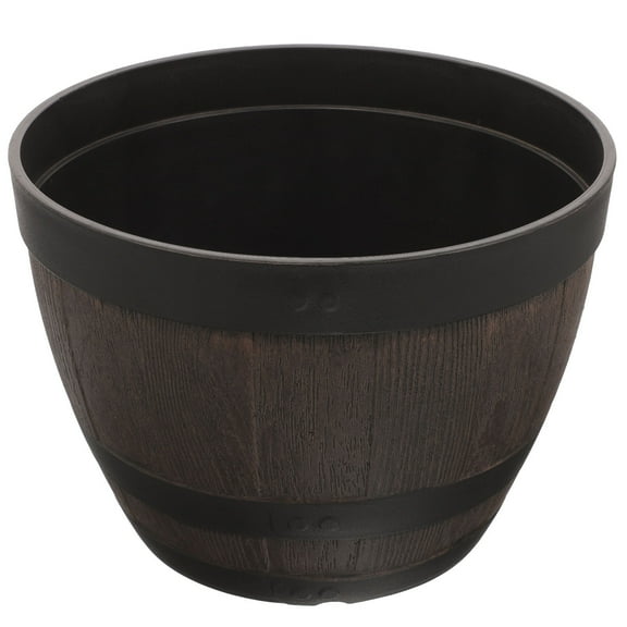 HAKIDZEL Large Flower Pot Barrel Planter Wood Like Material 1Pack for Home Gardening