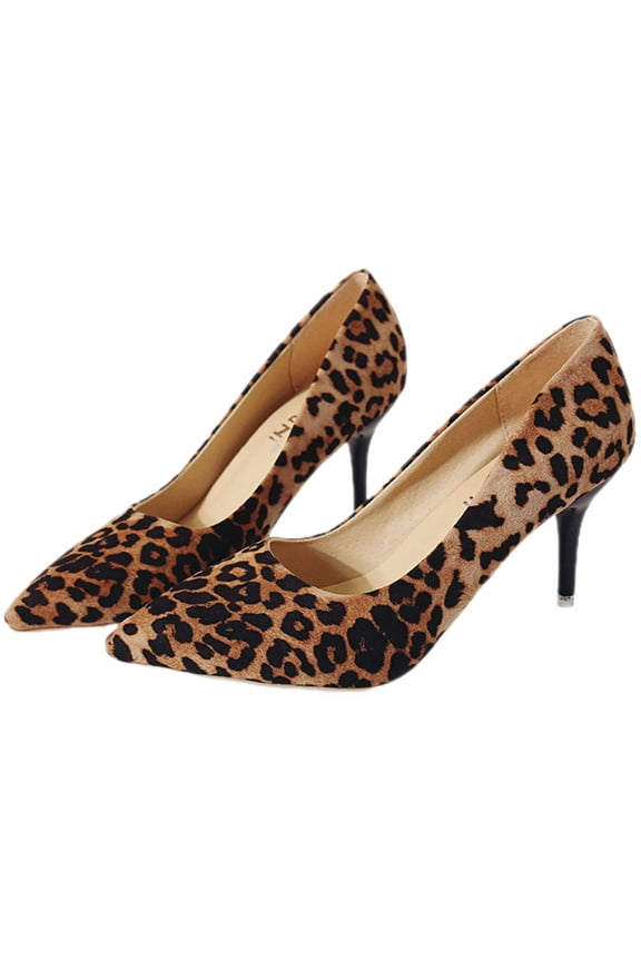 FRCOLOR Leopard Print High Heel Women Pumps with Pointed Toe Design for Elegant Outfits and Special Occasions
