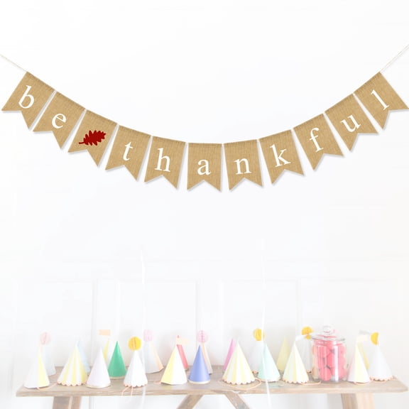 FRCOLOR Letters Bunting Banner Decoration Linen Burlap Banner Swallowtail Pull Flag Party Supplies for Thanksgiving