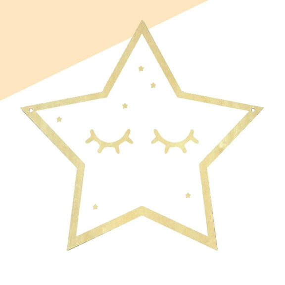 FRCOLOR Light Yellow Acrylic Wall Mirror with Wooden Frame Perfect for Reflection Easy to Hang Size 5 Pointed Star