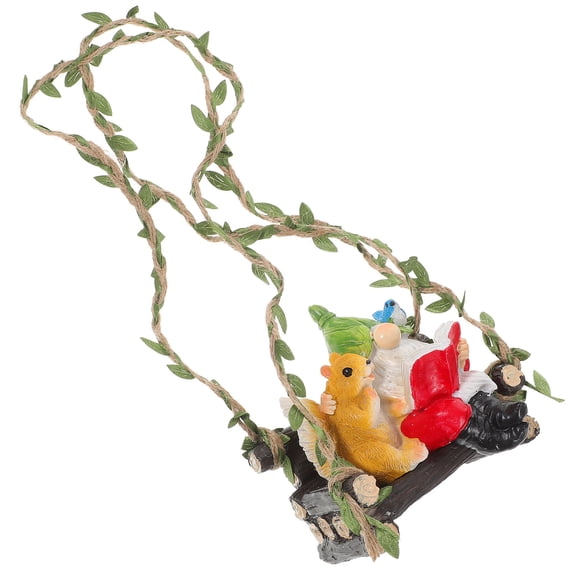 WRISTBIQUE Outdoor Animal Statues Squirrel Elf Reading Hanging Ornament Resin 1Pcs