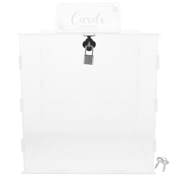 LABSERRON Acrylic Wedding Card Box with Lock for Parties and Events White