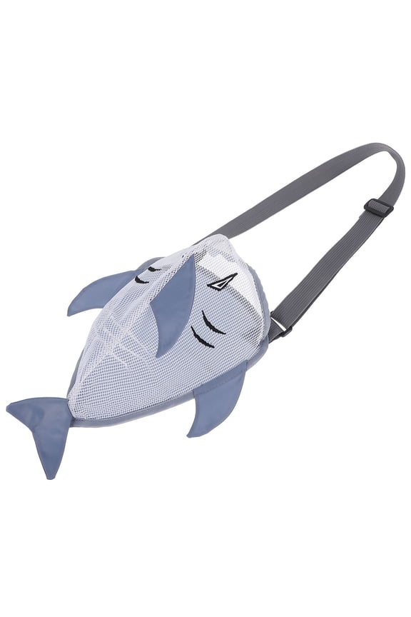 Lovely Shark Mesh Beach Bags for Kids Shell Collecting Bag Beach Shell Bag Mesh Bag For Beach Kid Beach Bag Beach Mesh Bag Beach Shell Collector Bag Grey