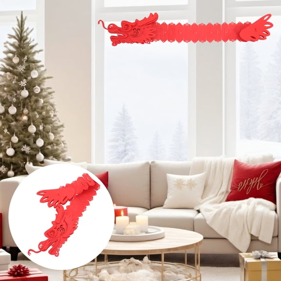 FRCOLOR Lunar New Year Dragon Ceiling Decor Red NonWoven Cloth Festive Supplies 18 5 inches