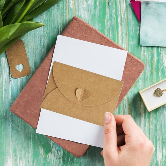 FRCOLOR MLINS 60 Sets Kraft Paper Envelopes Decorative Love Letter Envelopes with Blank Cards for Wedding Invitations and Greeting Cards