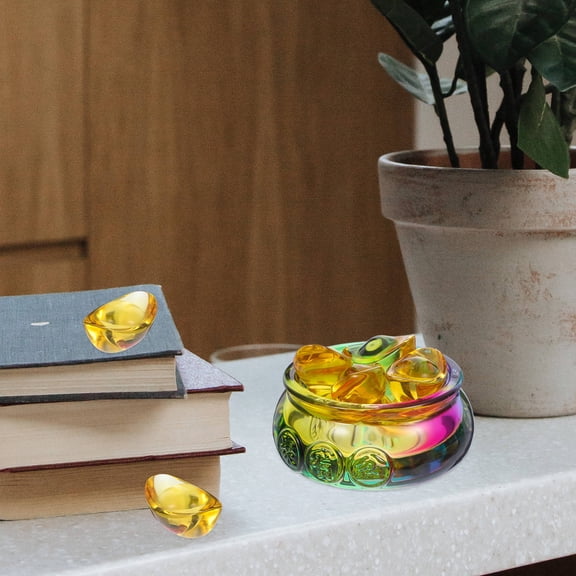 KAKOWELY Decorative  Shui Treasure Basin Crafted with Crystal for Living Room and Office Display