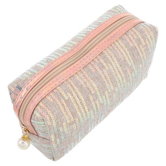 FRCOLOR Makeup Sequin Cosmetic Bag Zipper Toiletry Bag Glitter Pouch Travel Portable Makeup Bag Vanity Pouch Purse for Girls Women Travel