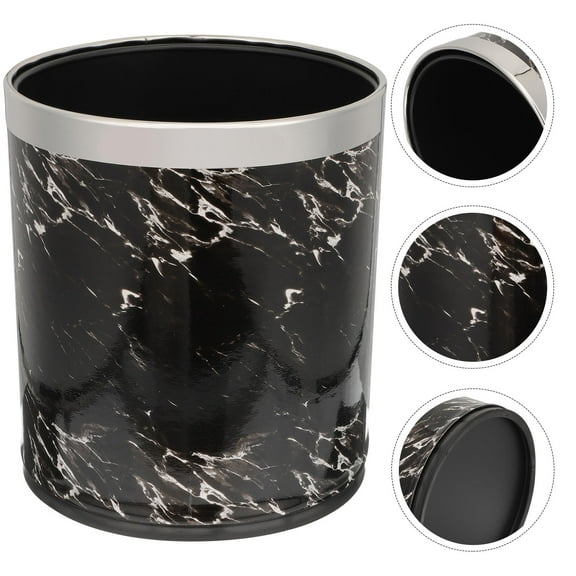 LABSERRON Trash Can Bathroom Waste Bin Plastic Black 1Pcs