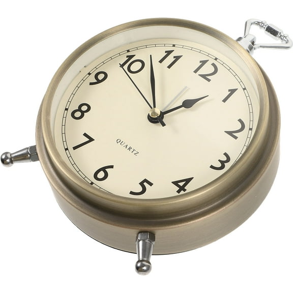 FRCOLOR Metal Alarm Clock Roman Numerals Table Bedside Silent Alarm Clock Sweep Seconds Alarm Clock