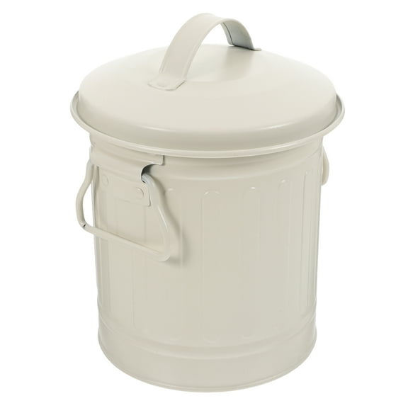 FRCOLOR Metal Bucket With Lid Flowerpot Trash Can Tabletop Trash Can Small Waste Basket With Lid Small Trash Can With Lid Trash Can