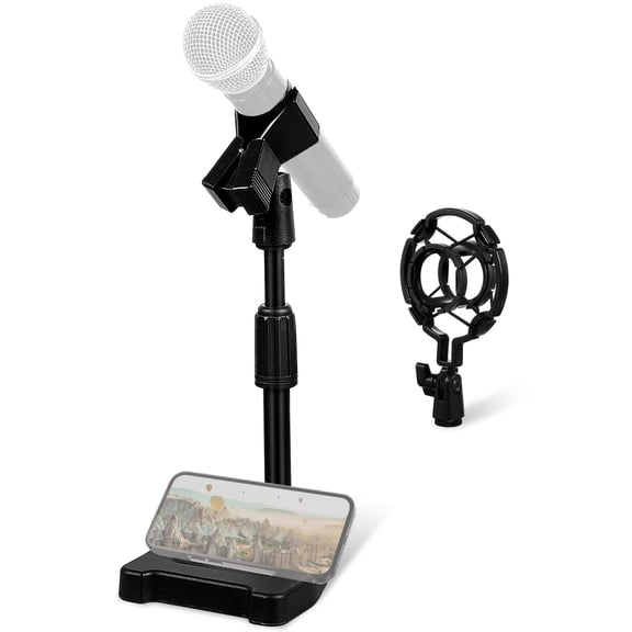 FRCOLOR Table Mic Stand in Assorted Colors with Metal Base and Shock Mount for Clear Audio