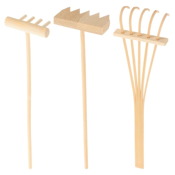 FRCOLOR Mini Rake 3 Rakes Tool Set Zen Sand Rakes Meditation Decoration For Home Office Table,5.51"X1.57"X0.79"