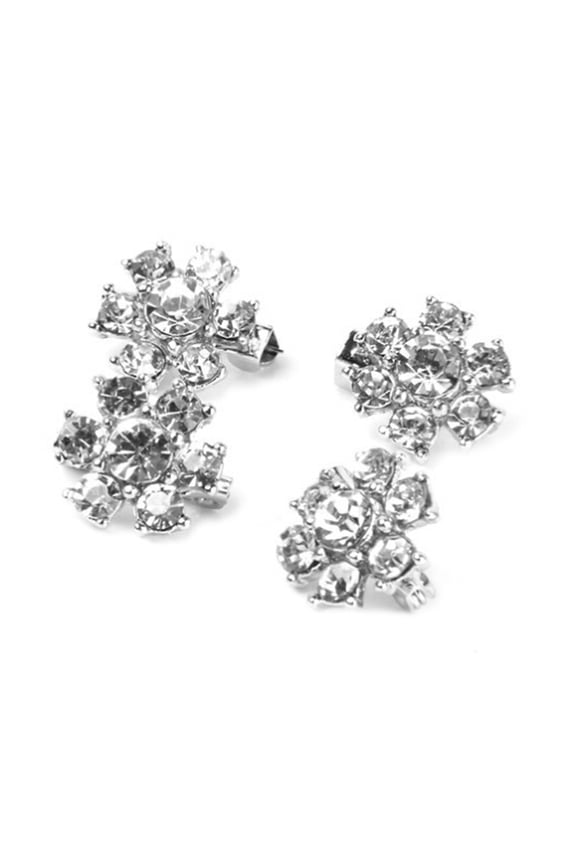 Mini Rhinestone Flower Pins with 6 Petals Brooch Clips for Clothes Shoes Bag Decoration 4 Pieces