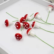 FRCOLOR 100 Pcs Mini Red Plastic Mushrooms for Garden Decoration, Cute Small Mushroom Ornaments for Outdoor and Indoor Use