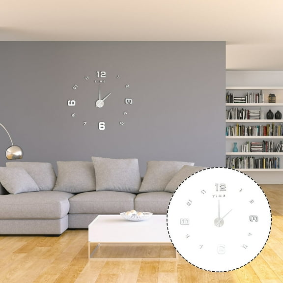 FRCOLOR Mirror Clock Fashion and Creative Clocks LED Wall for Living Room White