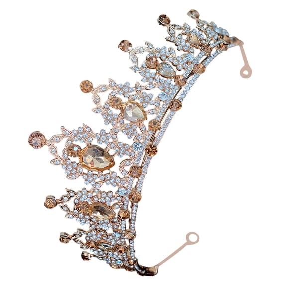 FRCOLOR Bridal Crown for Wedding Made of Zinc Alloy and Rhinestone Golden Color Adds