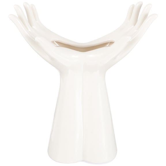 FRCOLOR Modern Ceramic Hand Vase for Decor White Color Strong and for Home Office 7 inches