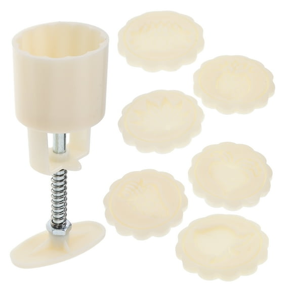FRCOLOR DIY Moon Cake Press Mold with Fruits Patterns for Baking Use Safe ABS Material White Color