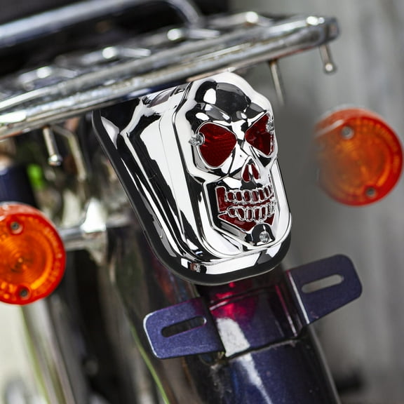 FRCOLOR Motorcycle Light Accessory Skull Head and Tail Light 18.50X11.00X10.20CM Silver